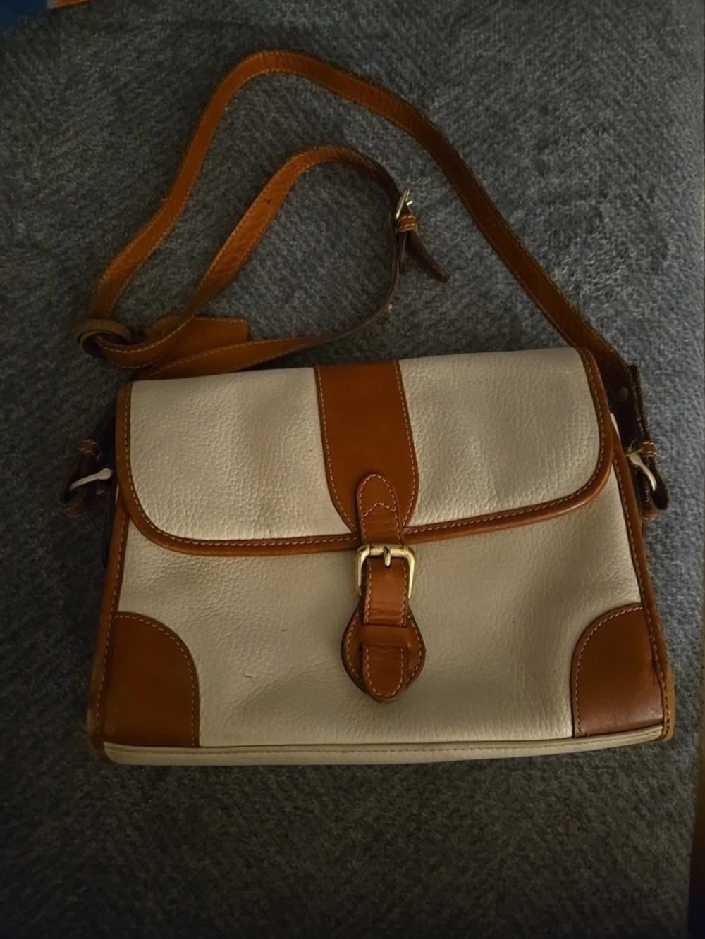 Liz Claiborne Cream and Brown Crossbody Shoulder Bag